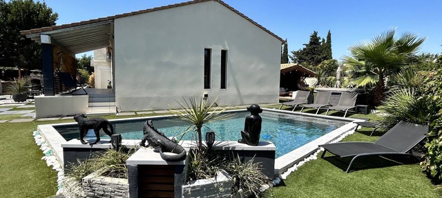 Air-conditioned villa with private pool and Jacuzzi, in CAMARGUE in Garons