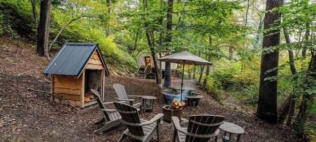 Covered Wagon along the Creek in Paradise