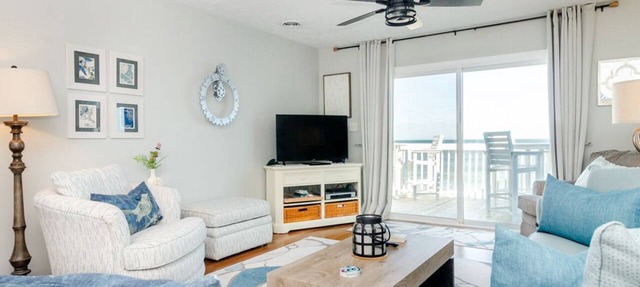 Expansive views from top floor Ocean Dunes condo! in Kure Beach
