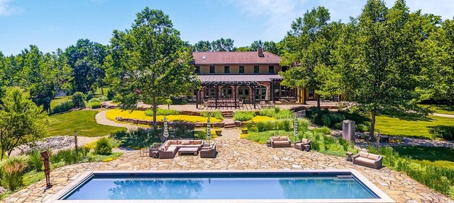 Five Acre Estate on Grand Lake with heated pool/tennis court in Celina