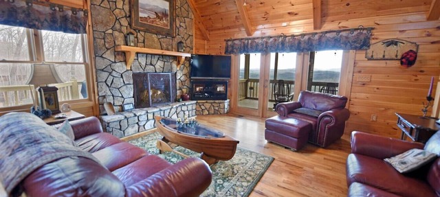 Point of View | 3BR Luxury Cabin Hot Tub Game Room Mountain Views in Blue Ridge
