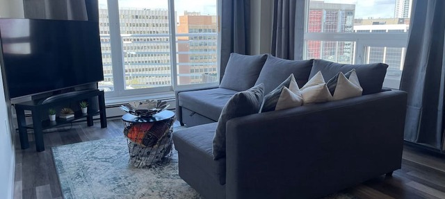 Ice District 1-bedroom condo with fitness room and AC in Edmonton in Edmonton